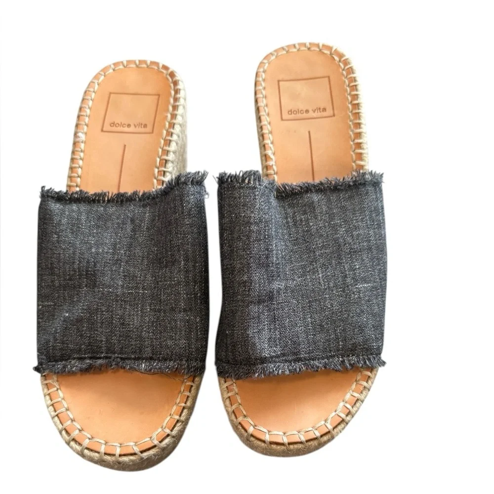 Dolce Vita Denim Espadrille Platform Wedge Slides
